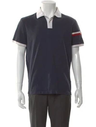 Pre-owned Moncler V-neck Short Sleeve Polo Shirt In Blue
