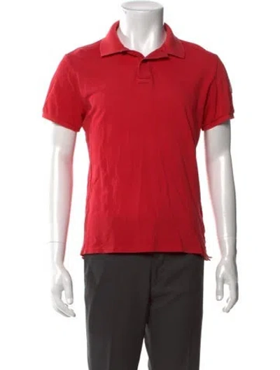 Pre-owned Moncler V-neck Short Sleeve Polo Shirt In Red
