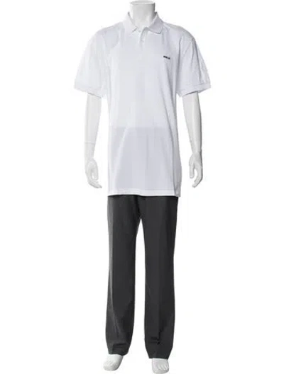 Pre-owned Moncler V-neck Short Sleeve Polo Shirt In White