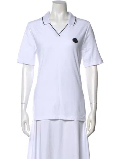 Pre-owned Moncler V-neck Short Sleeve Polo In White