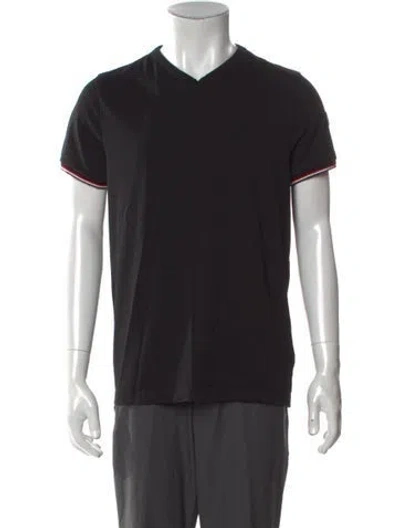 Pre-owned Moncler V-neck Short Sleeve T-shirt In Black
