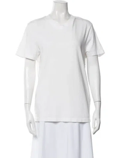 Pre-owned Moncler V-neck Short Sleeve T-shirt In White