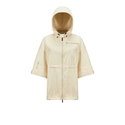 Moncler Vorassy Packable Hooded Cape Yellow In Nude