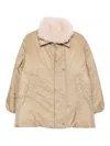 Moncler Voue Sherpa-collar Quilted Jacket In Neutral
