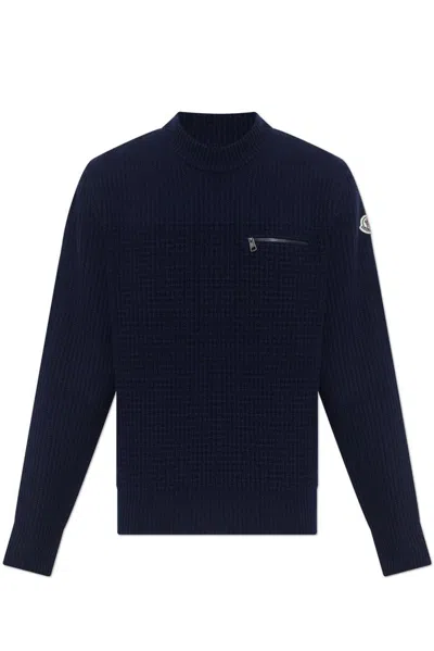 Moncler Virgin Wool & Cashmere Sweater In Blue