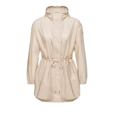 Pre-owned Moncler Waist-accent Weteau Jacket 'tan' | Women's Size 1 In Brown
