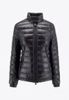 Moncler Packable Nylon Down Jacket With Two-way Zip Closure In Black