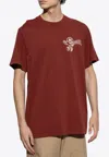 Moncler Red Printed-logo T-shirt In Brown