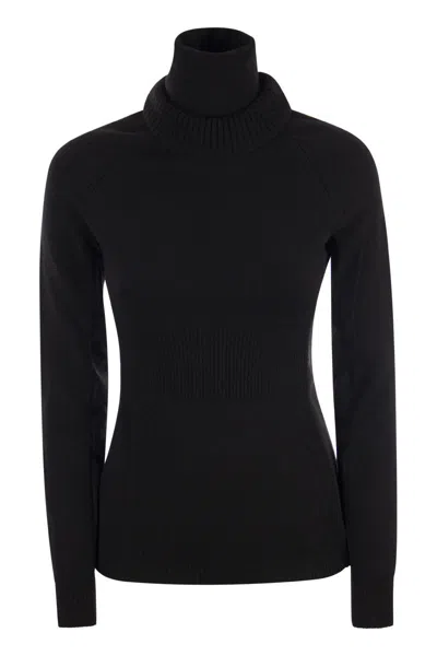 Moncler Warm And Stylish Wool Turtleneck Sweater For Women In Black
