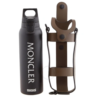 Moncler Water Bottle And Leather Holder In Olive