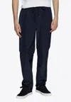 Moncler Water-proof Nylon Track Pants In Navy