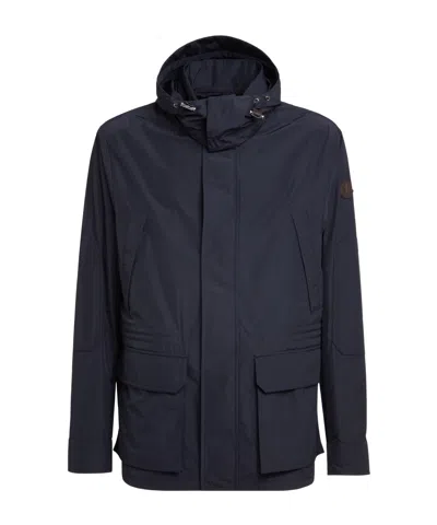 Moncler Water-repellent Hooded Jacket In Blue