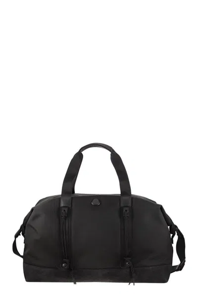 MONCLER MONCLER WATER-REPELLENT TECH DUFFLE BAG WITH LEATHER TRIM