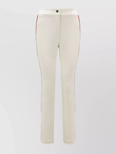Moncler Water-repellent Tricolor Trim Fitted Trousers In White