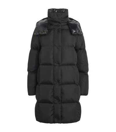 Moncler Water-repellent Down Little Long Coat In Black