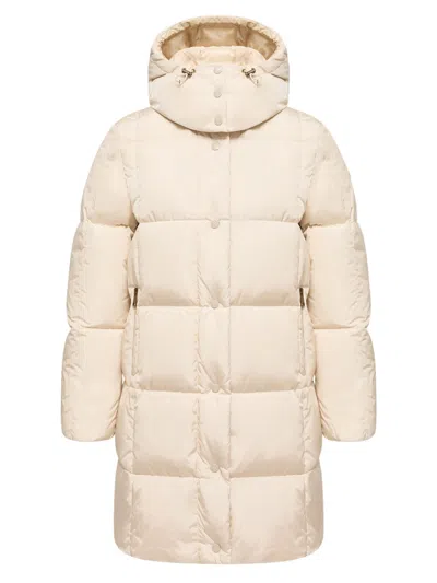Moncler Water-repellent Down Puffer Coat With Detachable Hood In White