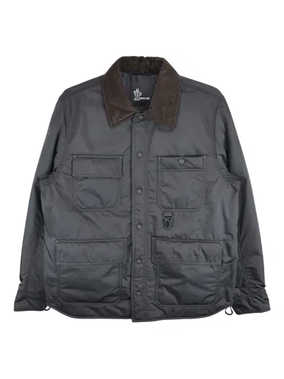Moncler Waterton Corduroy-collar Shirt Jacket In Blue
