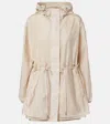 Moncler Weteau Ruched-trim Hooded Mid-length Jacket In Neutral