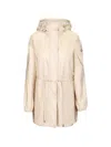 Moncler Weteau Ruched-trim Hooded Mid-length Jacket In Multi