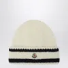 Moncler White And Blue Wool Hat