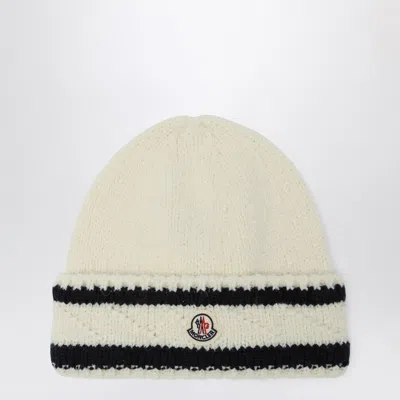 Moncler White And Blue Wool Hat Women