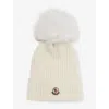 Moncler White Brand-badge Ribbed Wool Knit Hat