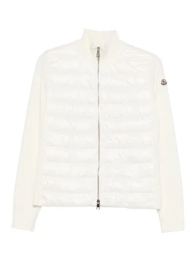 Moncler White Cardigan Jacket With Inserts