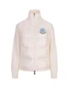 MONCLER MONCLER WHITE CARDIGAN WITH ZIP AND LOGO PATCH
