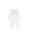 Moncler White Chenille Tracksuit With Logo In Cream