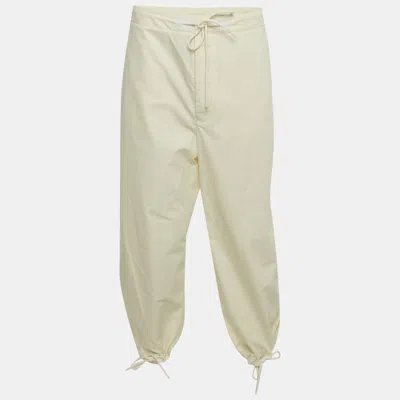 Pre-owned Moncler White Cotton Blend 1952 Drawstring Joggers M