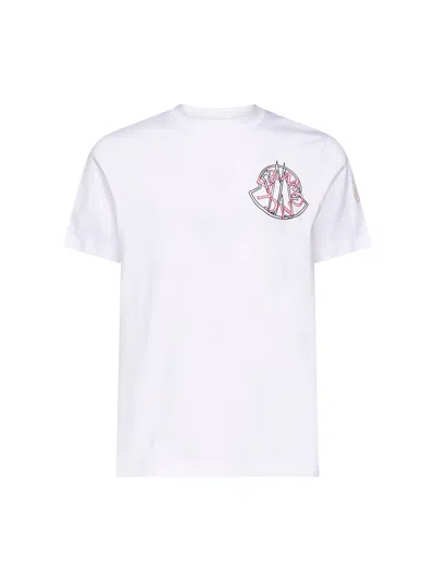 MONCLER WHITE COTTON JERSEY LOGO T-SHIRT