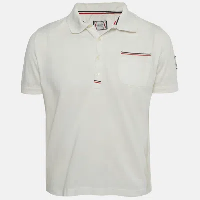 Pre-owned Moncler White Cotton Pique Short Sleeve Maglia Polo T-shirt L