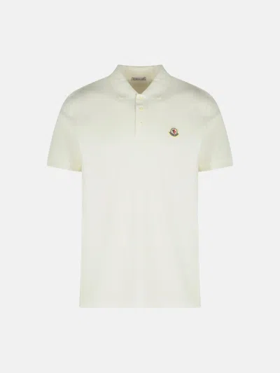 Moncler White Cotton Polo Shirt