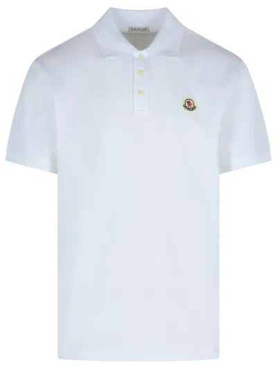 Moncler White Cotton Polo Shirt