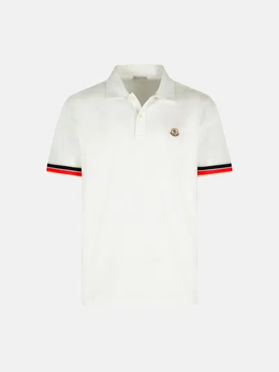 Moncler White Cotton Polo Shirt