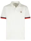 Moncler White Cotton Piquet Polo Shirt In White