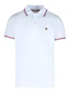 Moncler Cotton Piquet Polo Shirt With Tricolor Trim In White