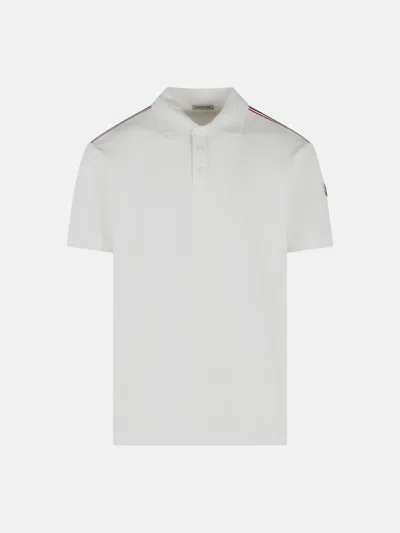 Moncler White Cotton Polo Shirt