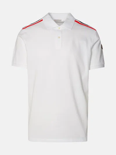 Moncler White Cotton Polo Shirt