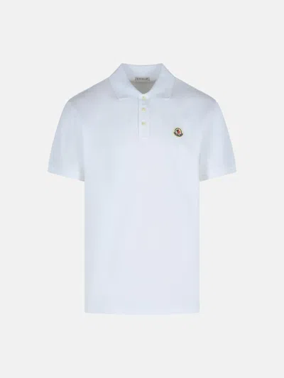Moncler White Cotton Polo Shirt In White 'piquet' Cotton