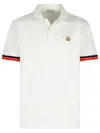 Moncler White Cotton Piquet Polo Shirt In White