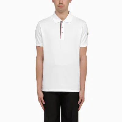 Moncler White Cotton Polo Shirt With Logo