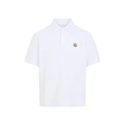 Moncler White Cotton Short Sleeves Polo In Multi