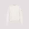 Moncler Crew Neck Sweatshirt Long Sleeves Ribbed Trims In Red
