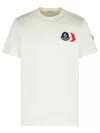 Moncler Cotton T-shirt With Ribbed Crew Neck And Signature Logo Patches In White
