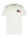 Moncler T-shirt With Embroidered Tricolor Logo In White