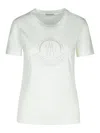 Moncler White T-shirt With Rhinestone Logo In Cotton Woman In Blanco