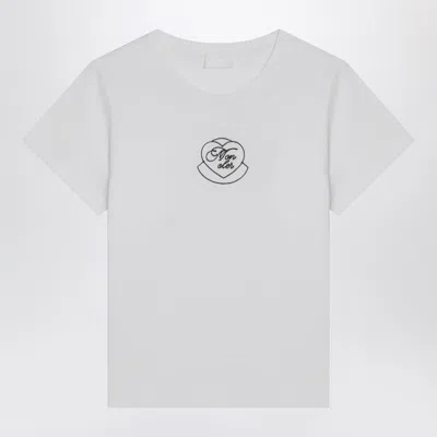 MONCLER WHITE COTTON T-SHIRT WITH EMBROIDERED HEART