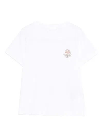 Moncler White Cotton T-shirt With Patch Logo