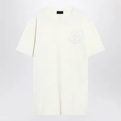 MONCLER WHITE COTTON T-SHIRT WITH THREE-DIMENSIONAL LOGO